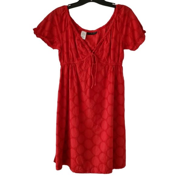 La Blanca by Rod Beattie Eyelet Mini Dress Swimsuit Coverup | NWOT | S | Red - Picture 1 of 12